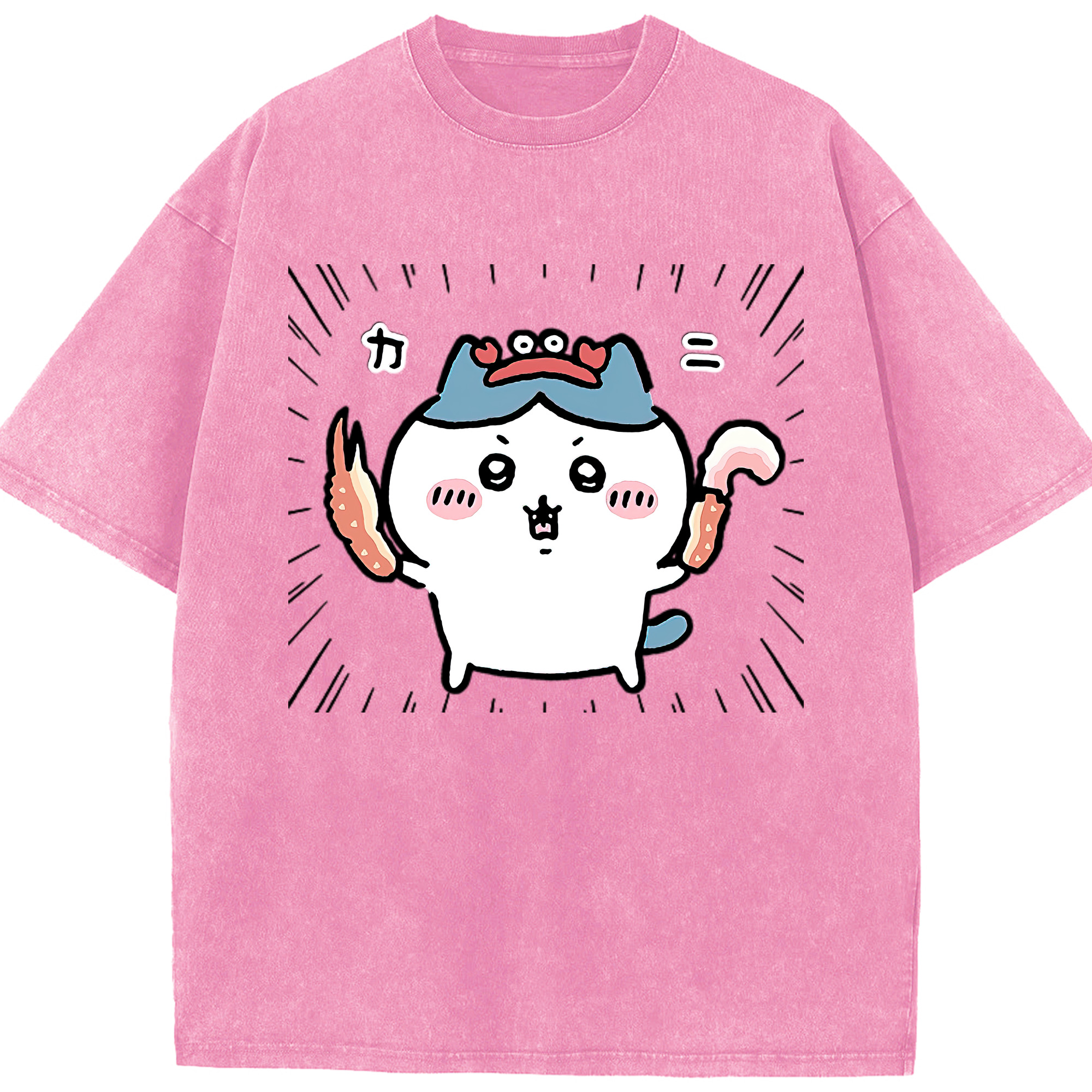 （画像用） ちいかわ ハチワレ Chii-kawa hachiware 綿100% ヴィンテージ風 半袖Tシャツ（フロントプリント）